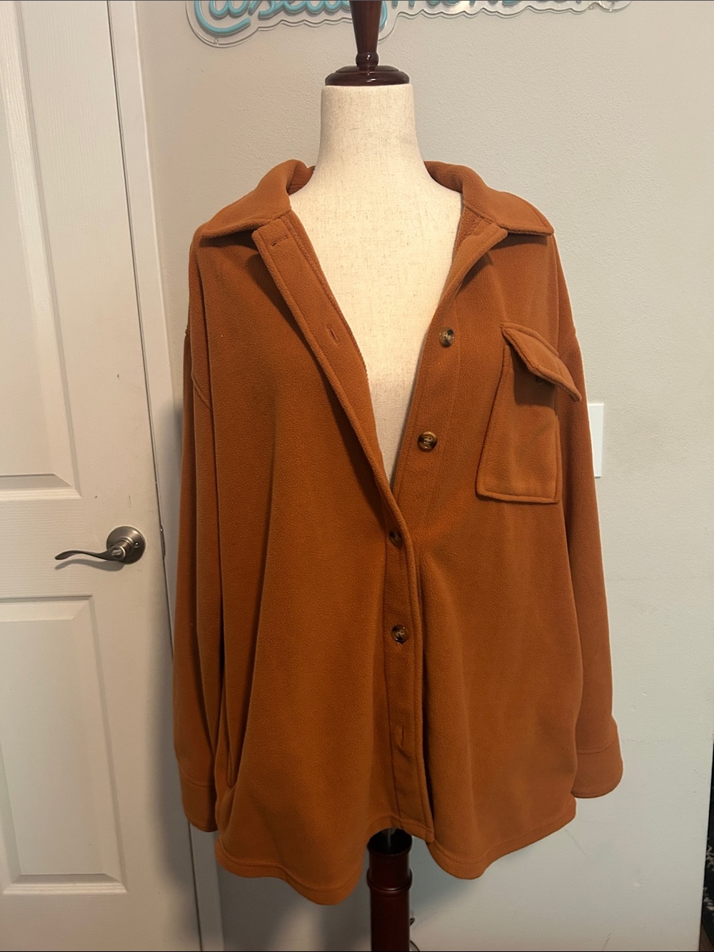 RVCA Rust-Brown Teddy Jacket with Chest Pocket